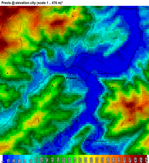 Pravia elevation map