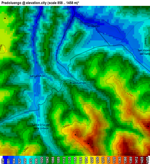 Pradoluengo elevation map