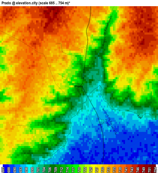 Prado elevation map