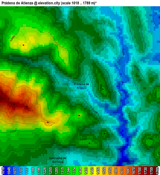 Prádena de Atienza elevation map