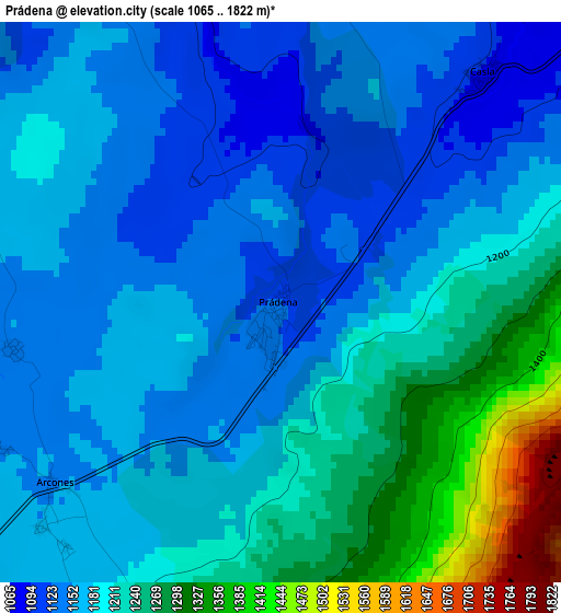 Prádena elevation map