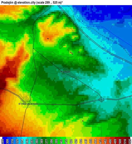 Pradejón elevation map