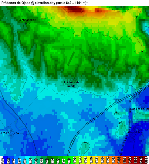 Prádanos de Ojeda elevation map