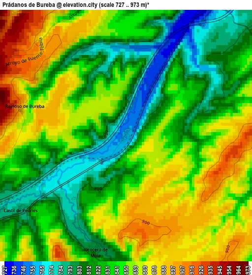 Prádanos de Bureba elevation map