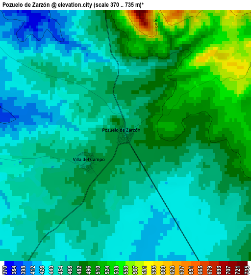 Pozuelo de Zarzón elevation map