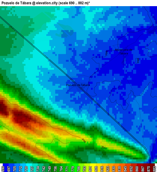 Pozuelo de Tábara elevation map