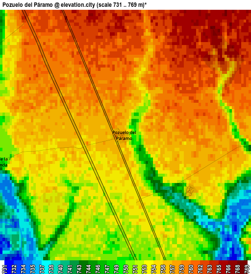 Pozuelo del Páramo elevation map