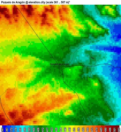 Pozuelo de Aragón elevation map