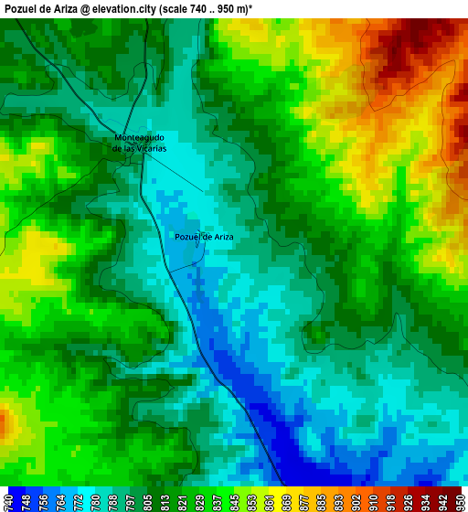 Pozuel de Ariza elevation map