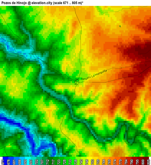 Pozos de Hinojo elevation map