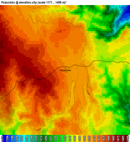 Pozondón elevation map