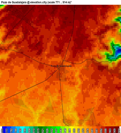 Pozo de Guadalajara elevation map