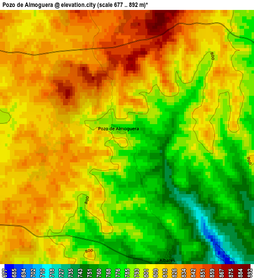 Pozo de Almoguera elevation map