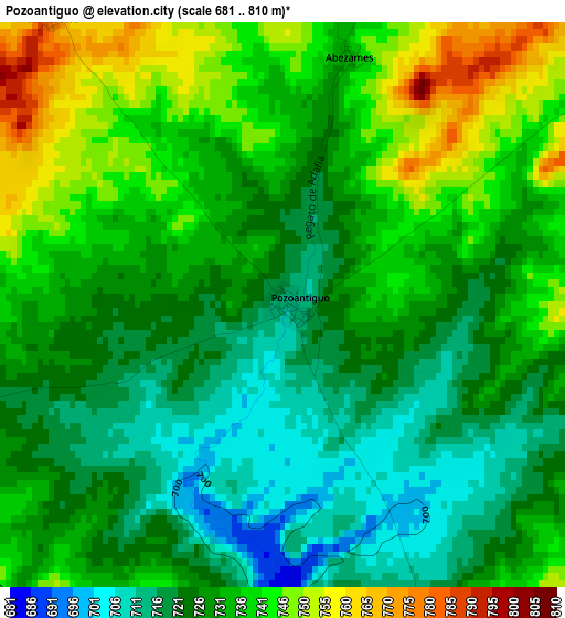 Pozoantiguo elevation map