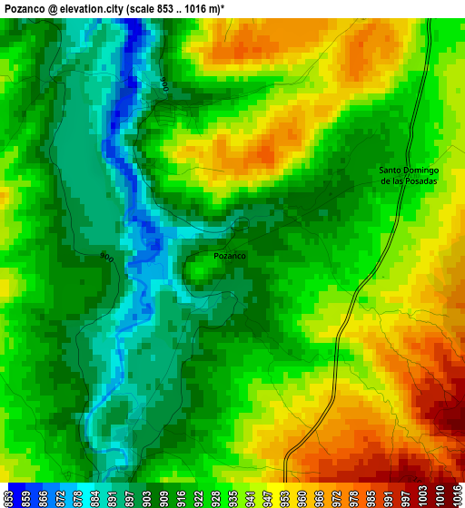 Pozanco elevation map