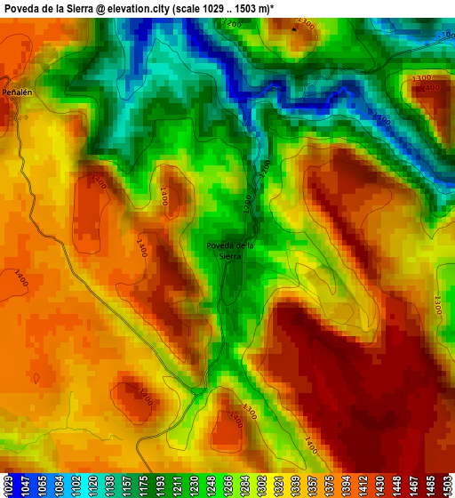 Poveda de la Sierra elevation map