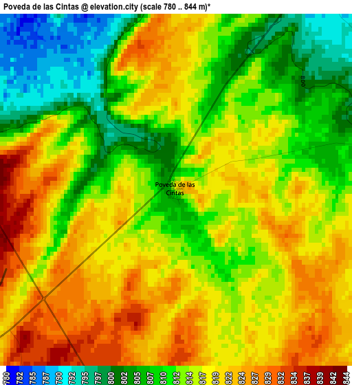 Poveda de las Cintas elevation map