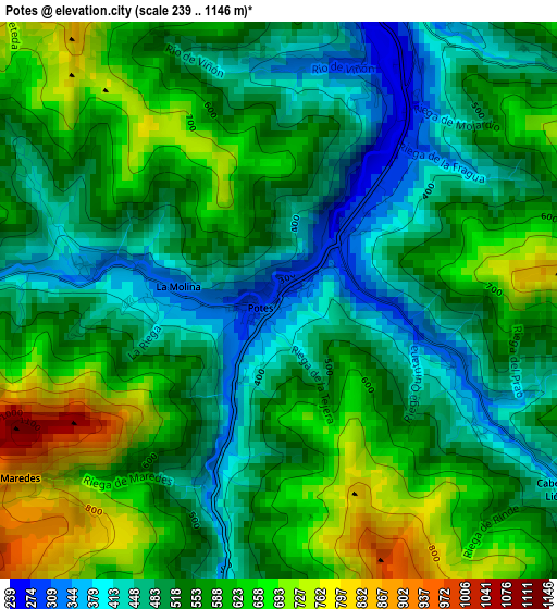 Potes elevation map