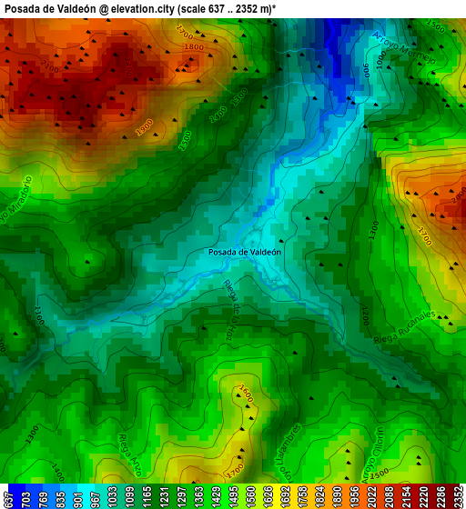 Posada de Valdeón elevation map