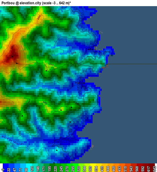 Portbou elevation map