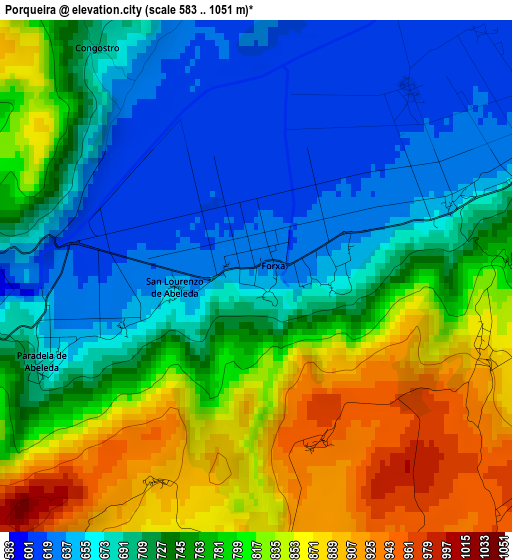 Porqueira elevation map