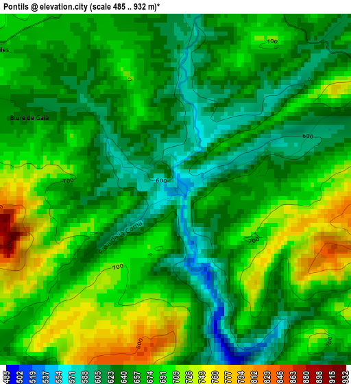 Pontils elevation map