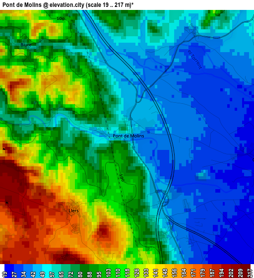 Pont de Molins elevation map