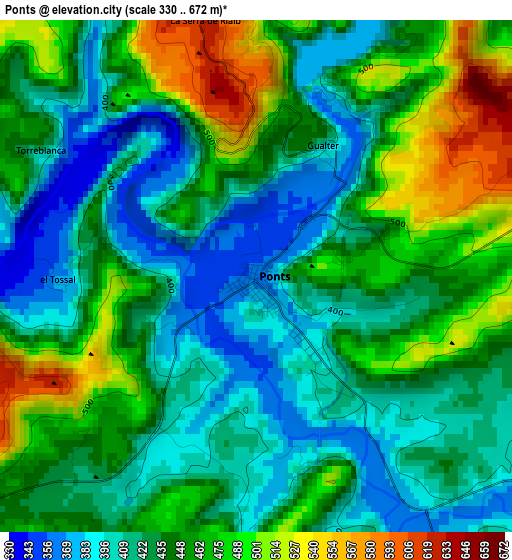 Ponts elevation map