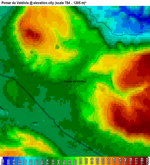 Pomar de Valdivia elevation map