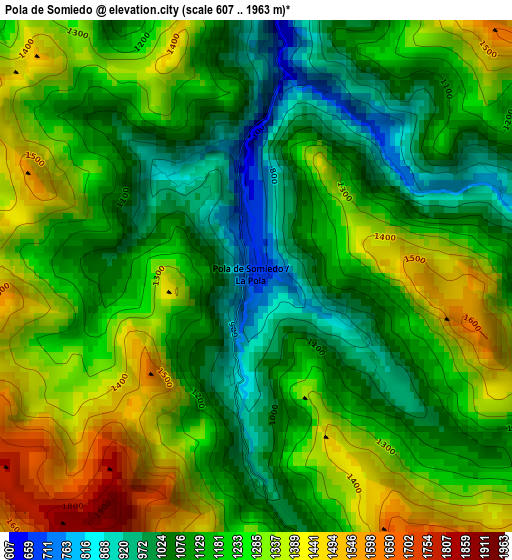 Pola de Somiedo elevation map