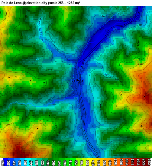 Pola de Lena elevation map