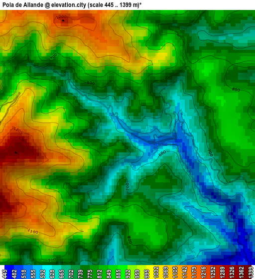 Pola de Allande elevation map