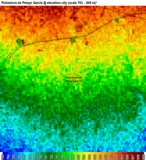 Pobladura de Pelayo García elevation map