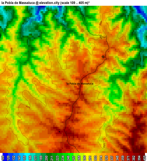 la Pobla de Massaluca elevation map