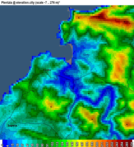 Plentzia elevation map