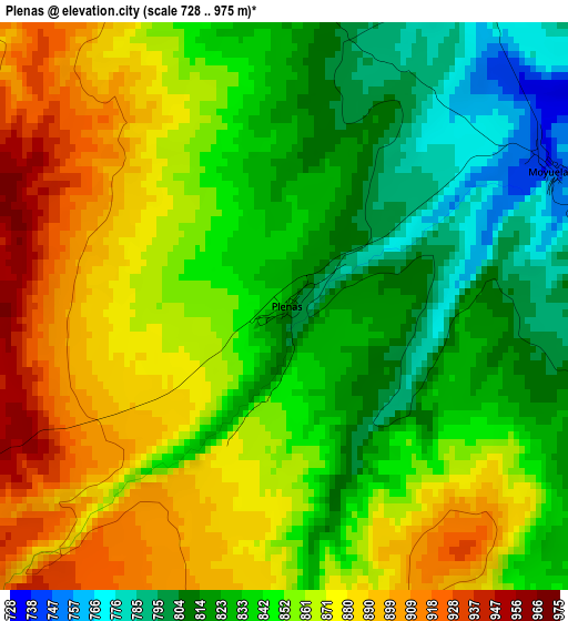 Plenas elevation map