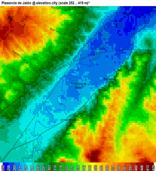 Plasencia de Jalón elevation map