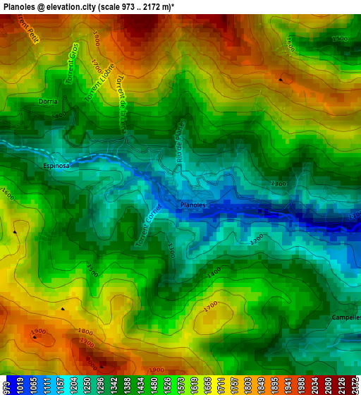 Planoles elevation map