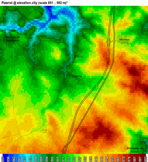 Pizarral elevation map