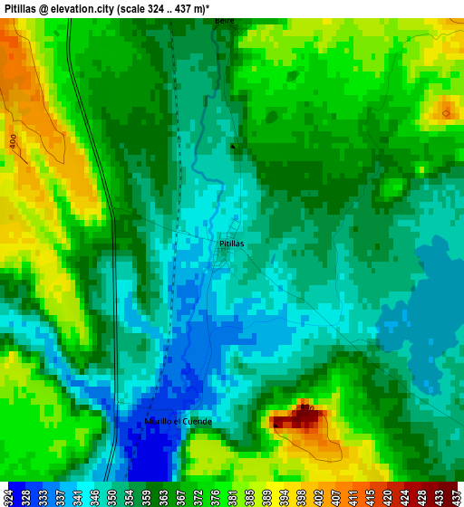 Pitillas elevation map