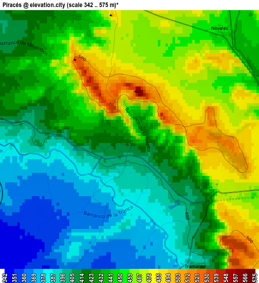 Piracés elevation map