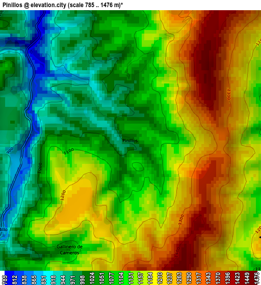 Pinillos elevation map