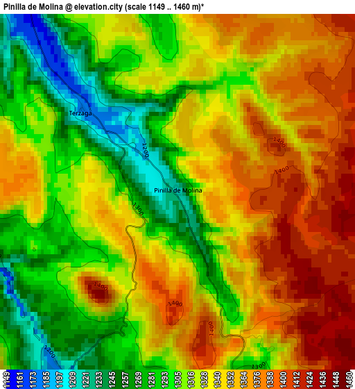 Pinilla de Molina elevation map