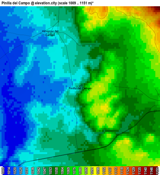 Pinilla del Campo elevation map