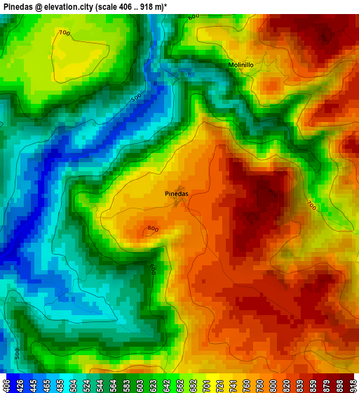 Pinedas elevation map