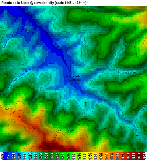 Pineda de la Sierra elevation map