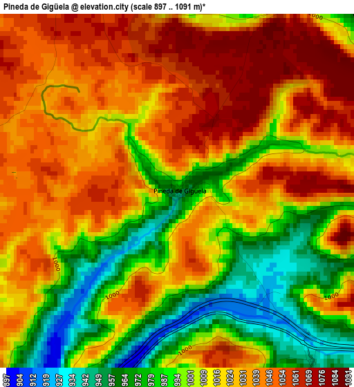 Pineda de Gigüela elevation map