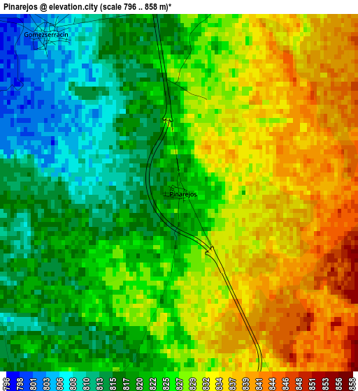 Pinarejos elevation map