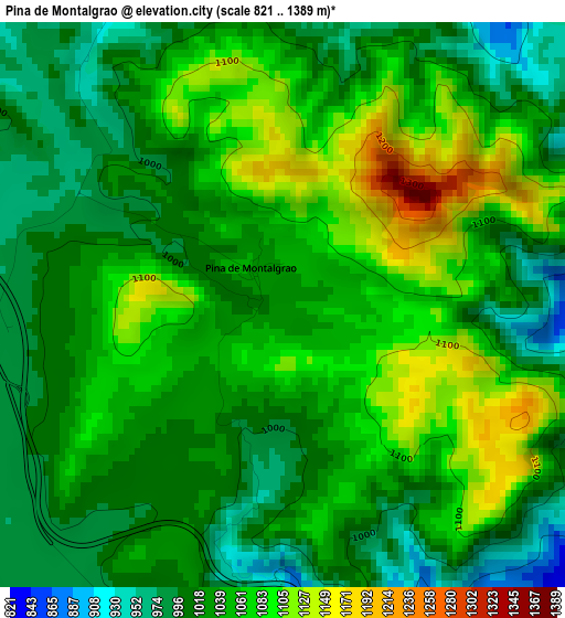 Pina de Montalgrao elevation map