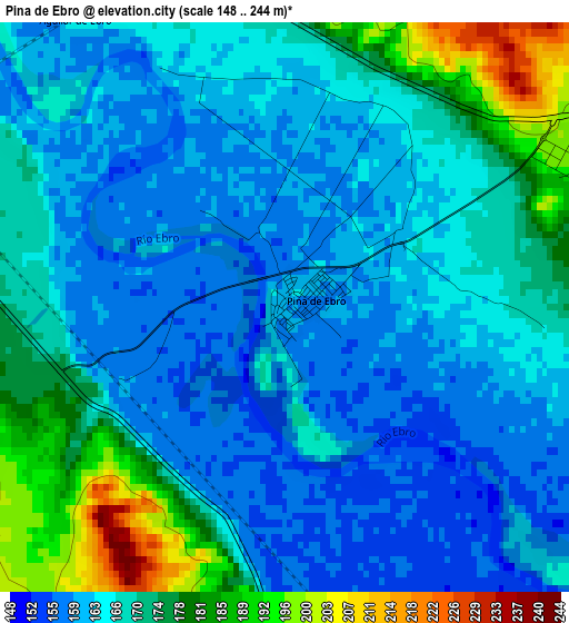 Pina de Ebro elevation map